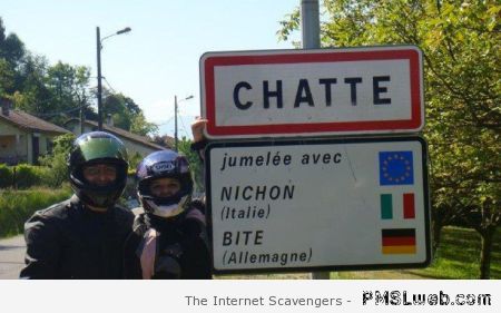 Pancarte de la ville Chatte humour at PMSLweb.com