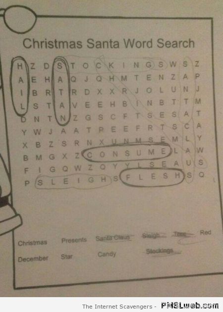 Funny Christmas world search puzzle at PMSLweb.com