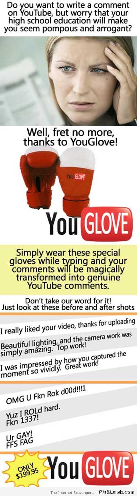 Funny Youtube glove at PMSLweb.com