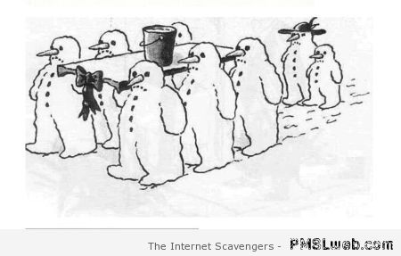 Snowman funeral cartoon – TGIF fun at PMSLweb.com