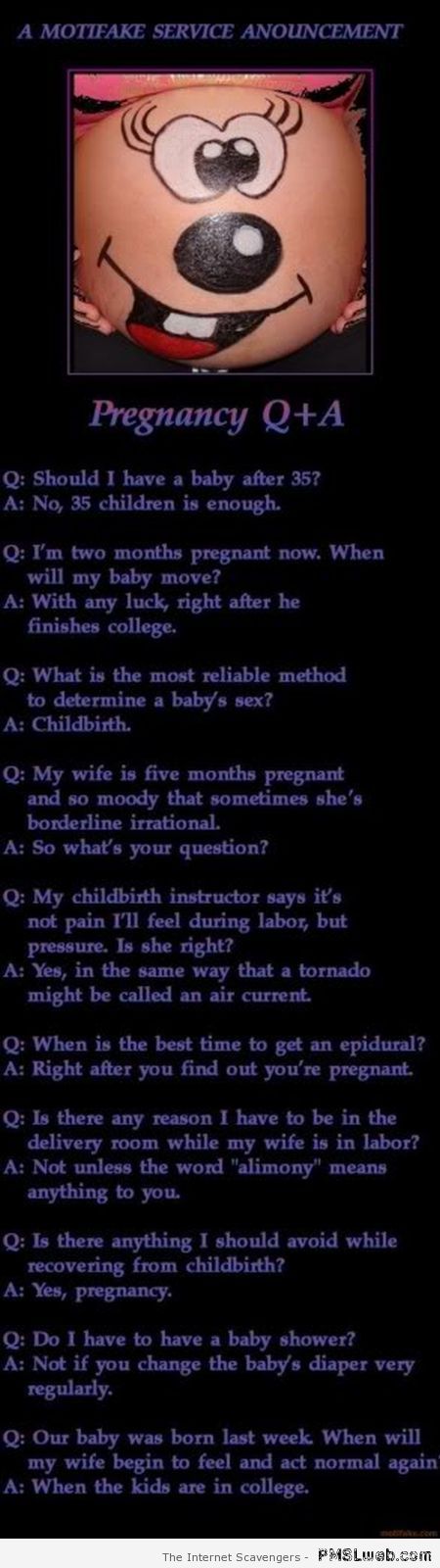 Funny pregnancy questions and answers at PMSLweb.com