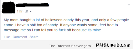 Funny Halloween candy status at PMSLweb.com