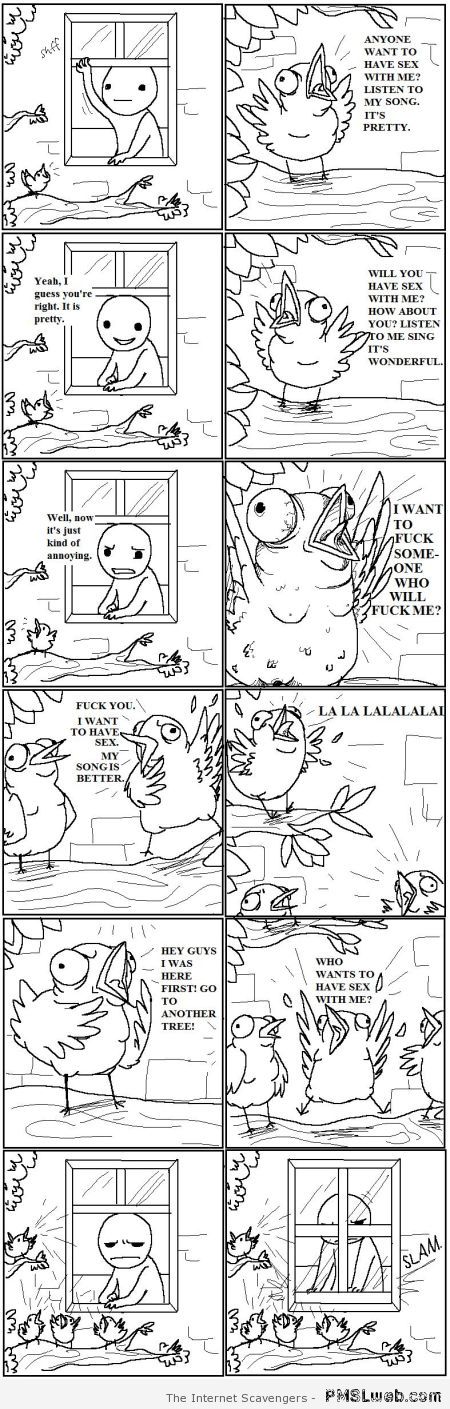Horny birds cartoon at PMSLweb.com
