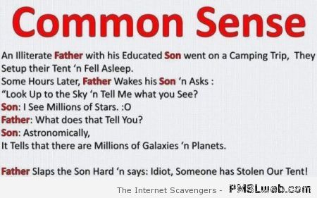 Common sense joke at PMSLweb.com