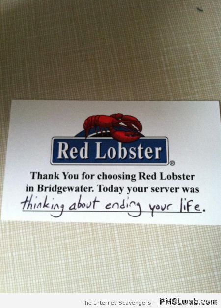 Funny red lobster thank you card at PMSLweb.com