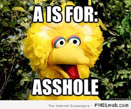 A is for A**hole Sesame street meme at PMSLweb.com