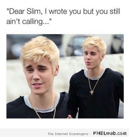 Dear Slim Justin Bieber humor at PMSLweb.com