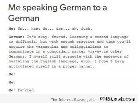 Me speaking German to a German humor at PMSLweb.com