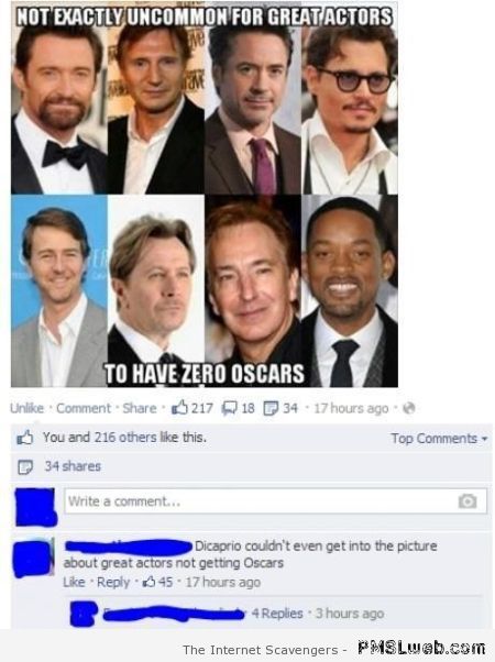 Funny Leonardo Dicaprio Facebook comment at PMSLweb.com