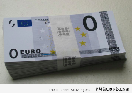 Zero Euros bank notes at PMSLweb.com