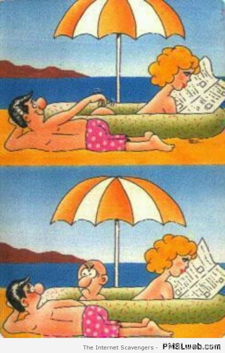 Funny beach fail cartoon at PMSLweb.com