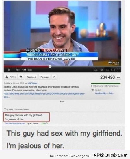 Ridiculously photogenic guy funny youtube comment at PMSLweb.com
