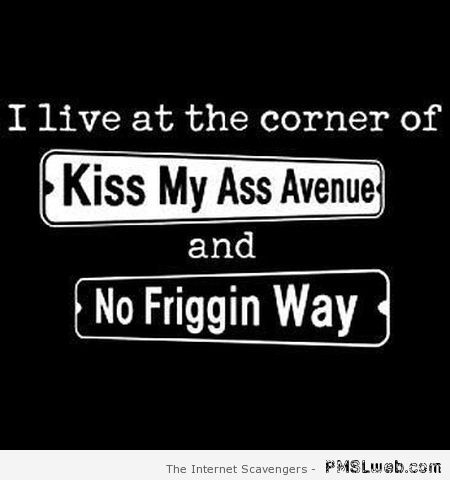 I live at the corner of kiss my a** avenue at PMSLweb.com