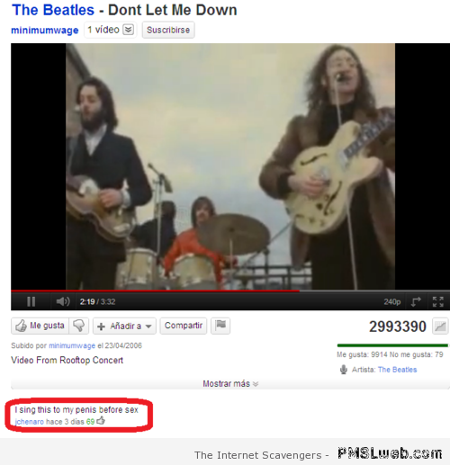 Beatles funny Youtube comment – Hilarious Hump day at PMSLweb.com