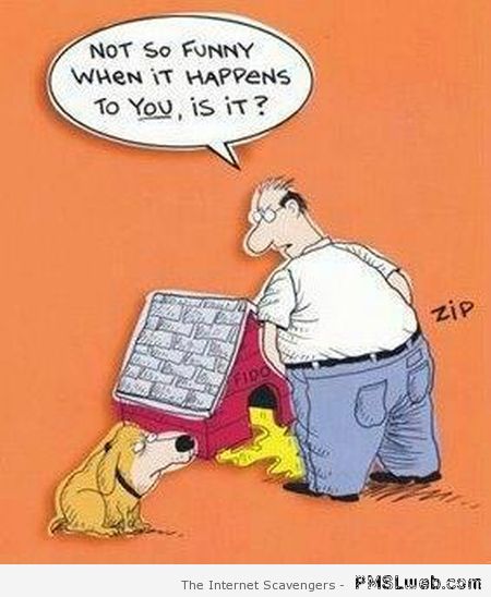 Dog and owner funny cartoon at PMSLweb.com