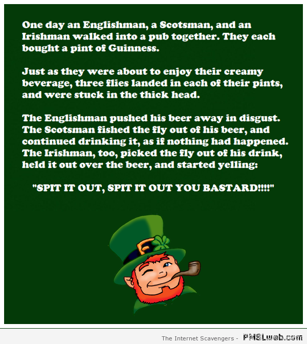 Englishman, Scotsman and Irishman joke at PMSLweb.com
