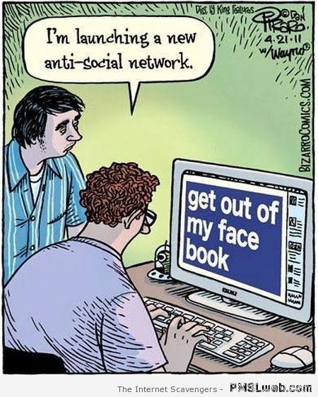 Anti-social network funny cartoon at PMSLweb.com