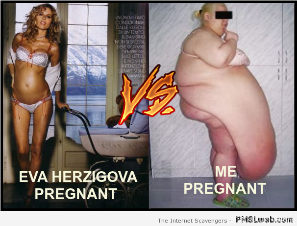 Eva Herzigova pregnant vs me – Goofy TGIF at PMSLweb.com