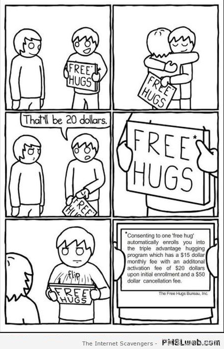 Funny free hugs cartoon at PMSLweb.com