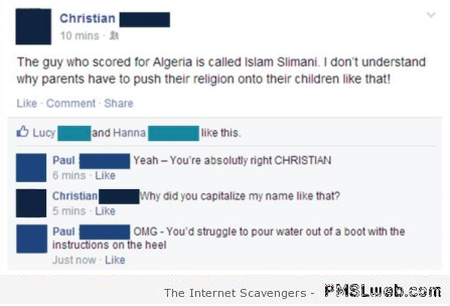 Funny religious name fail on Facebook at PMSLweb.com
