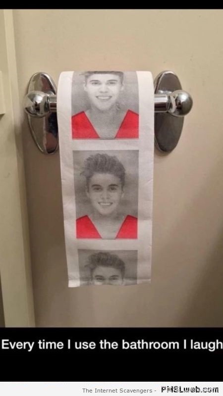 Justin Bieber toilet paper at PMSLweb.com