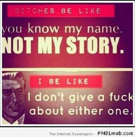You know my name not my story sarcastic come-back at PMSLweb.com
