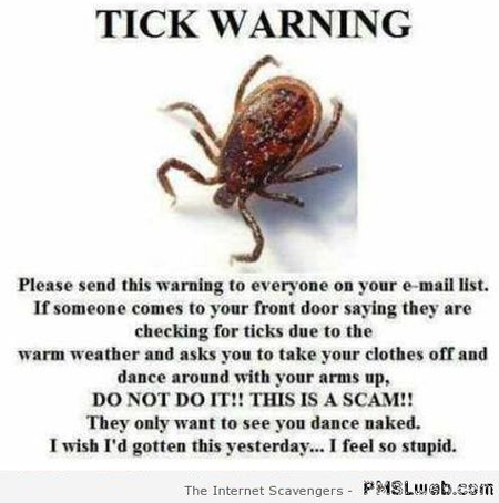 Funny tick warning at PMSLweb.com