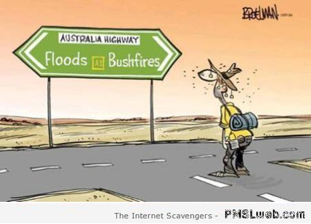 Funny floods and bushfires in Australia cartoon at PMSLweb.com