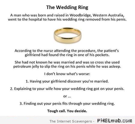The wedding ring joke at PMSLweb.com