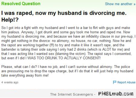 Funny Yahoo question infidelity clause in pre-nup at PMSLweb.com