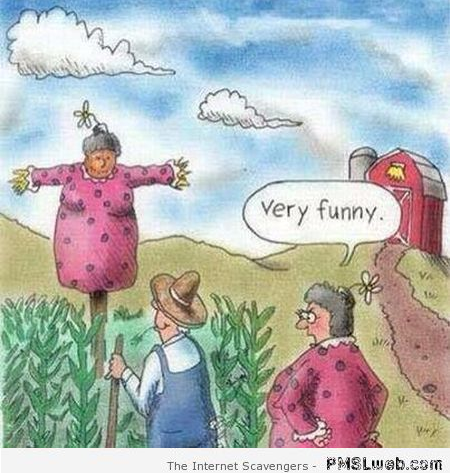 Funny farmer, wife and scarecrow cartoon – Funny Friday collection at PMSLweb.com