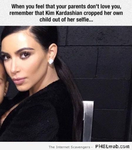 Kim Kardashian cropped her child out of her selfie at PMSLweb.com
