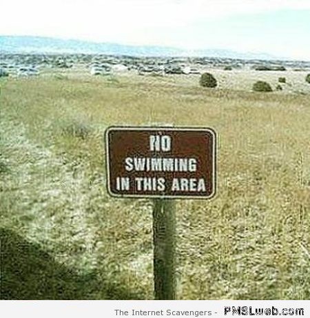 No swimming on this area sign fail at PMSLweb.com
