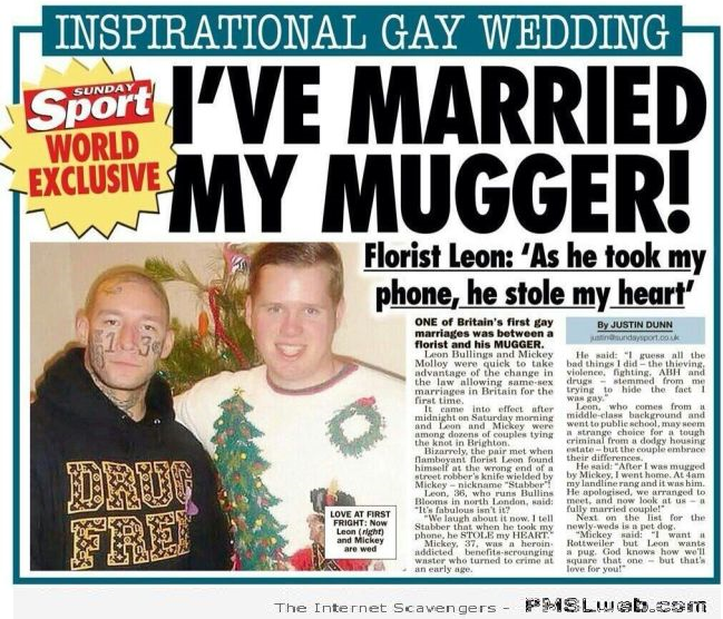 I’ve married my mugger wtf news  - Sunday laughter at PMSLweb.com