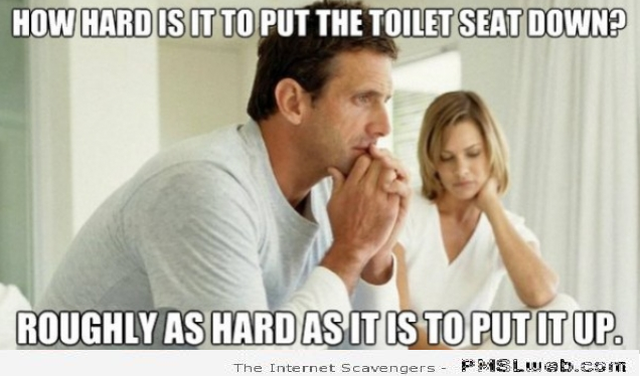 How hard is it to put the toilet seat down meme at PMSLweb.com