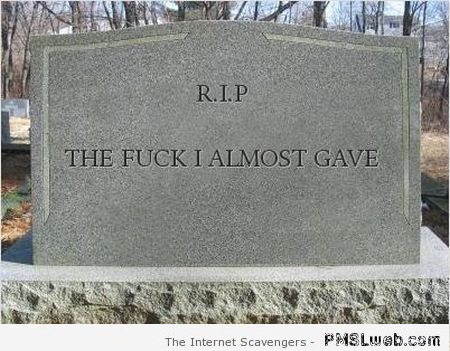 Sarcastic gravestone at PMSLweb.com