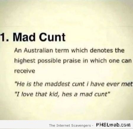 Funny mad cunt definition at PMSLweb.com