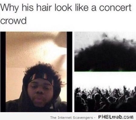 Funny his hair looks like a concert crows at PMSLweb.com
