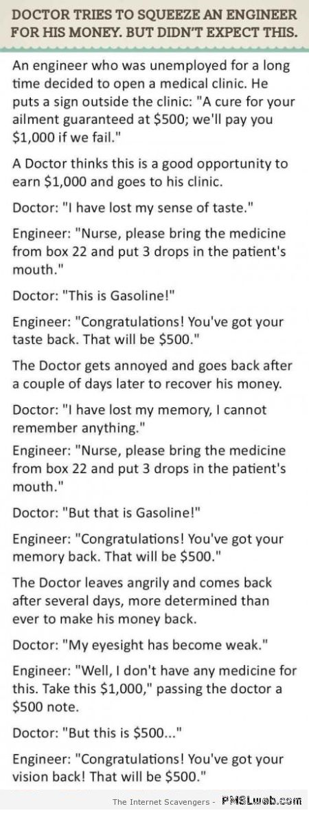 Doctor and engineer joke at PMSLweb.com