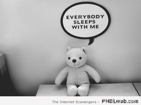 Everyone sleeps with me teddy bear at PMSLweb.com