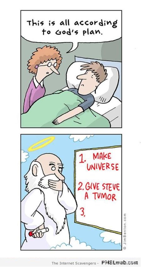 God and diseases funny cartoon at PMSLweb.com