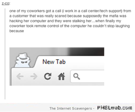 Chrome incognito mode humor at PMSLweb.com
