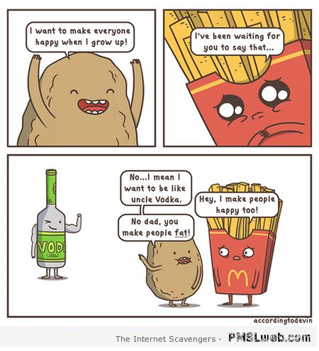 Funny potato and vodka cartoon at PMSLweb.com