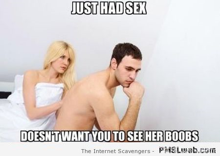 Funny after sex boobs meme at PMSLweb.com