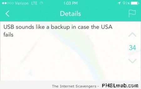 USB is a backup for USA humor – Wednesday funnies at PMSLweb.com