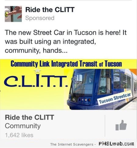 Funny ride the C.L.I.T.T advert at PMSLweb.com