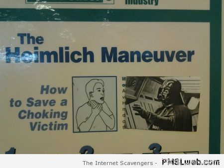 Heimlich maneuver Vader humor at PMSLweb.com