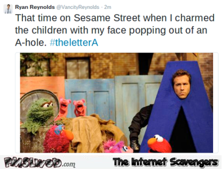 Funny Ryan Reynolds Sesame Street quote at PMSLweb.com