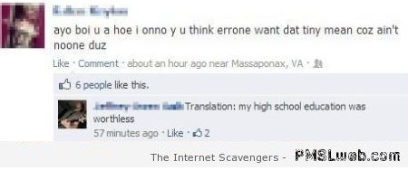 Translating bad grammar on facebook humor at PMSLweb.com