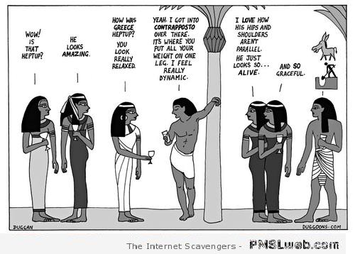 Funny Egyptian contrapposto cartoon